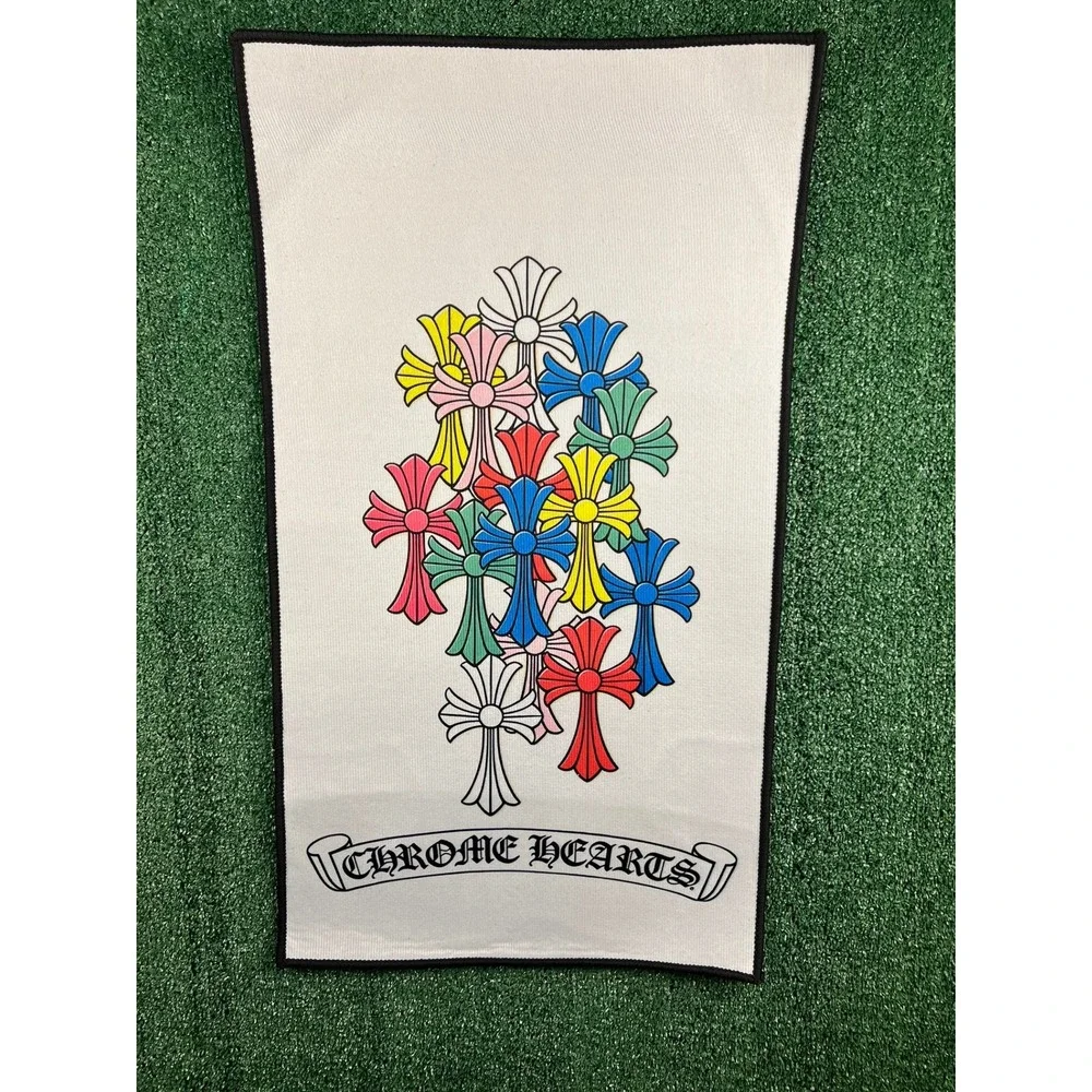 Chrome Hearts CH White Rainbow Crosses Rug Non Slip Back
